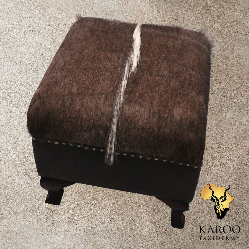 Nyala-Hide Upholstered Ottoman