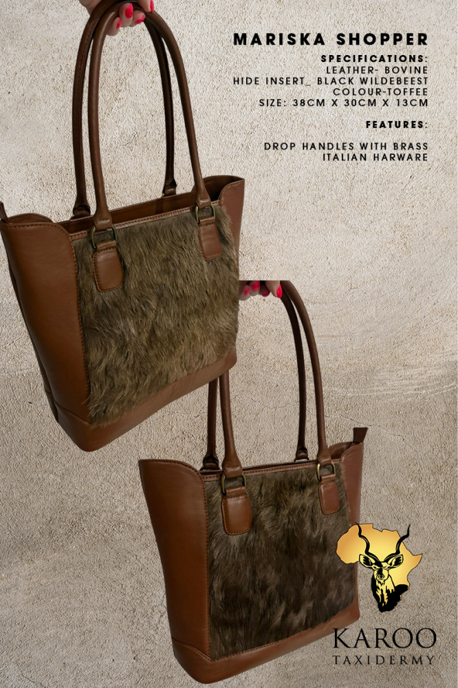 Maricka Shopper Bags with Blac Wildebeest Hide