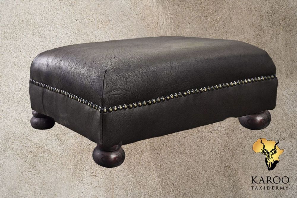 Cape Buffalo leather ottoman, 80cm x 60cm x 38cm upholstered in premium buffalo leather with decorative stud detailing