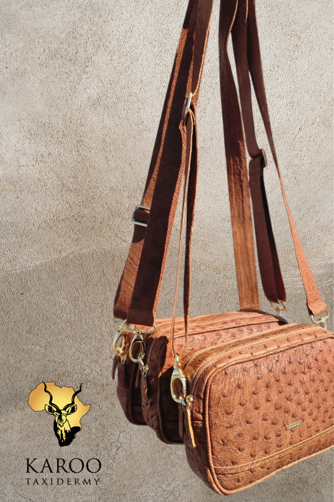Claudia Camera Bag in Cognac Ostrich Leather