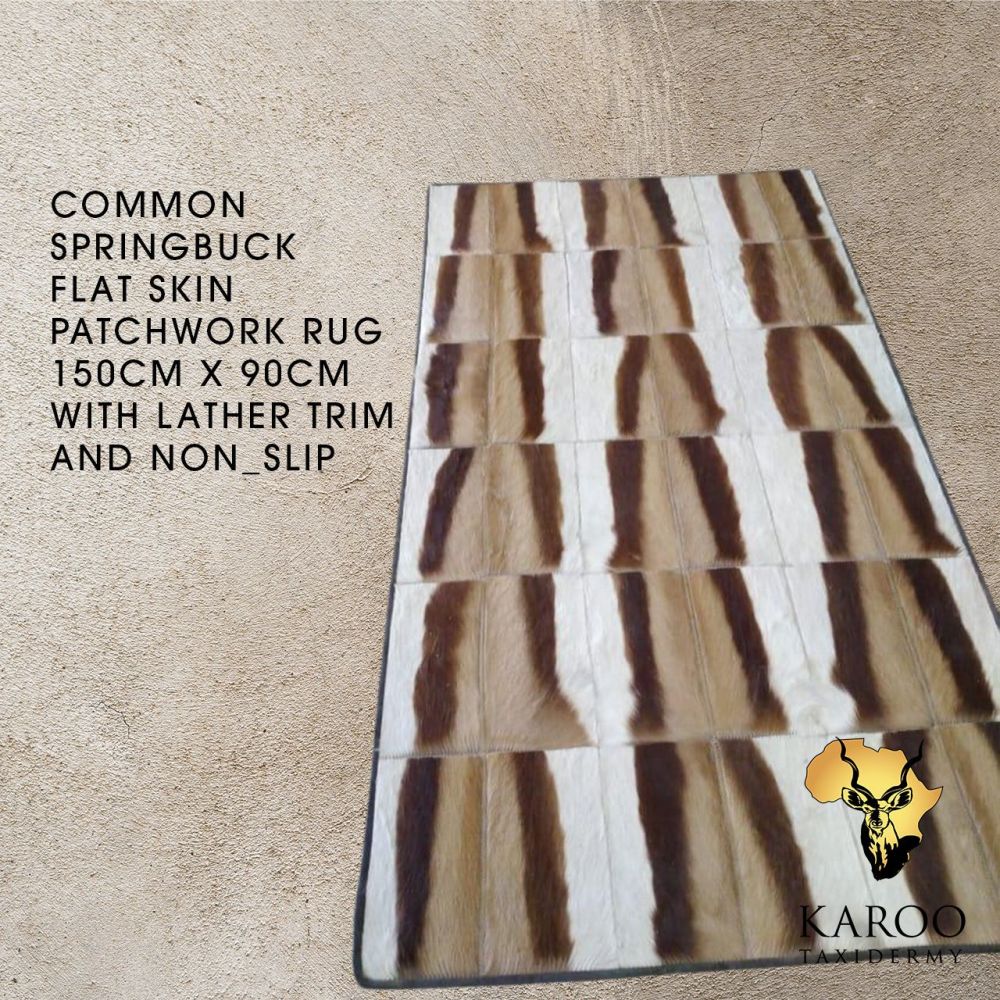 Common Flat Skin Patchwork Rug with Leather Trim and Non-Slip