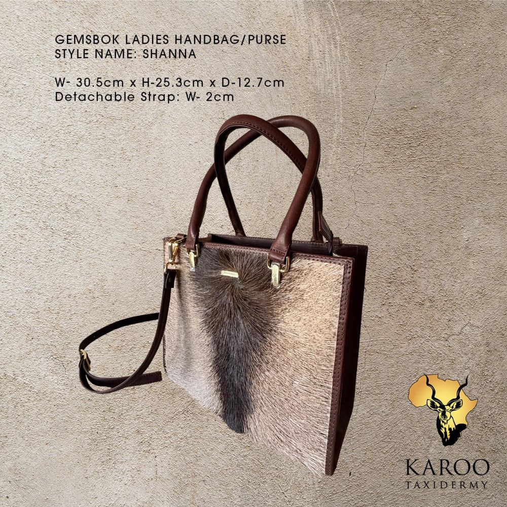 The Shanna Ladies Handbag in Gemsbuck hide and Leather