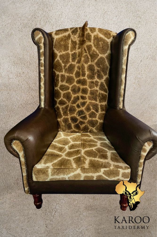 Giraffe-Hide and Leather High Wingback Armchair