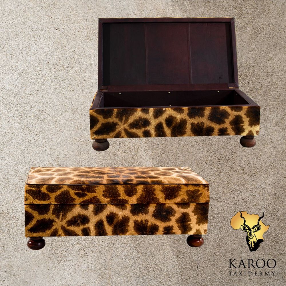Giraffe-Hide Rectangular Storage Ottoman Large