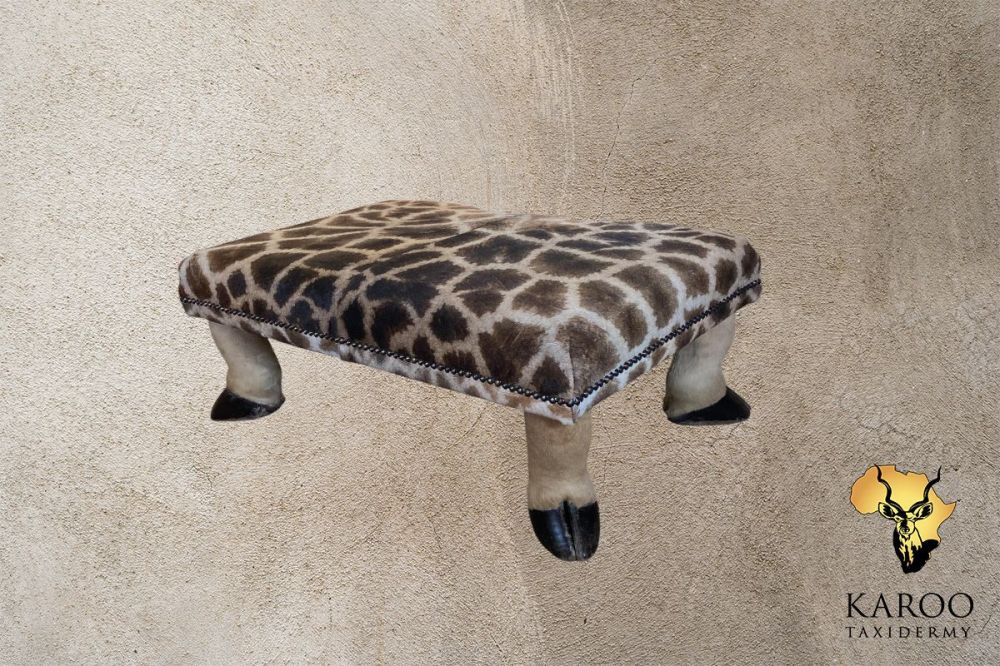 Giraffe-Hide Ottoman with Giraffe-Leg Supports