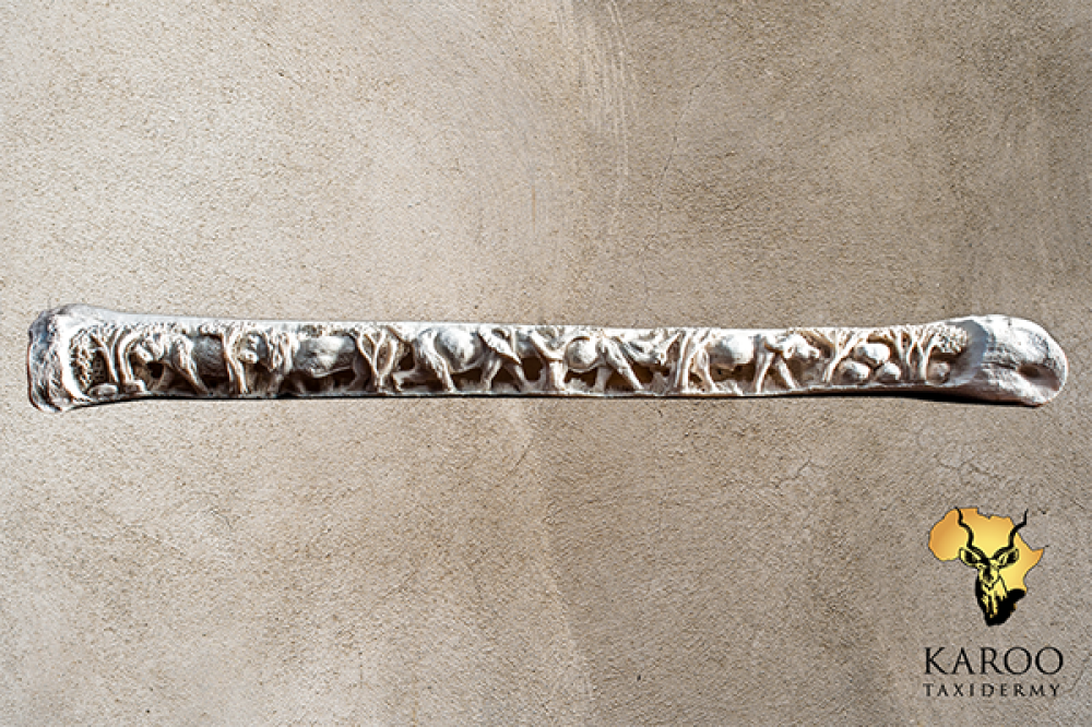 Giraffe Tibia Engraved with Big 5 Scenery