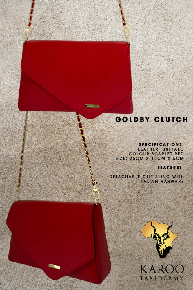 The Goldby Clutch Bag In Scarlet Red Buffalo Leather