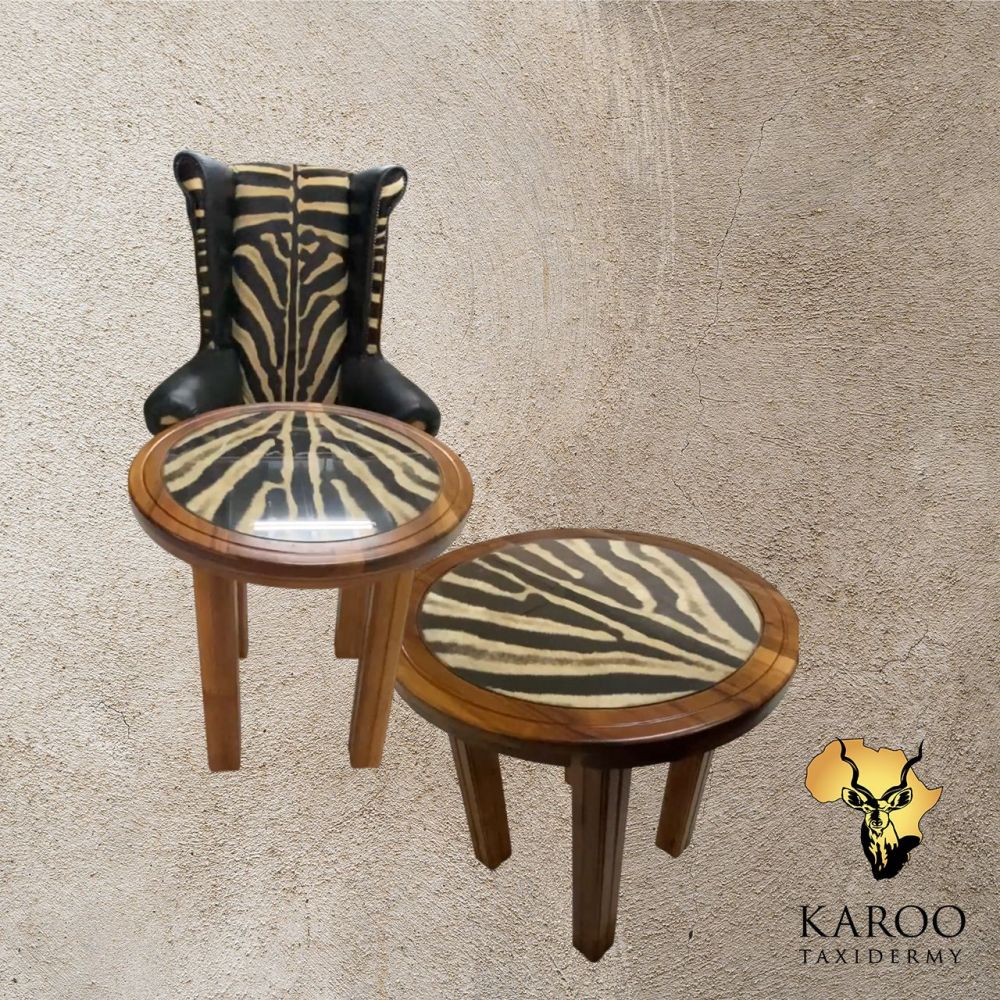 Coffee Table Made from Hard Wood with Zebra Insert Centre
