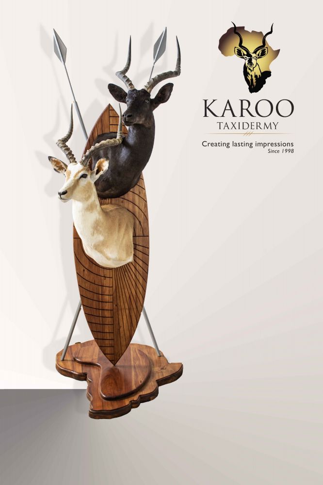 White Flanked & Black Impala Shield Pedestal Mount