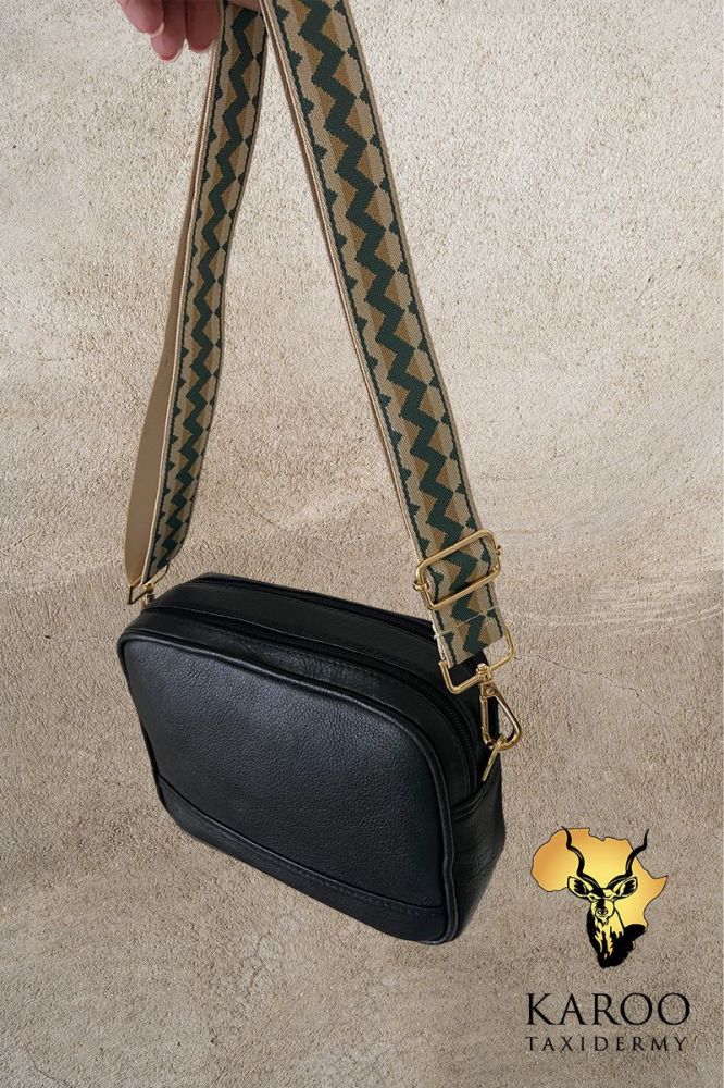 Claudia Camera Bag in Black Kudu Leather
