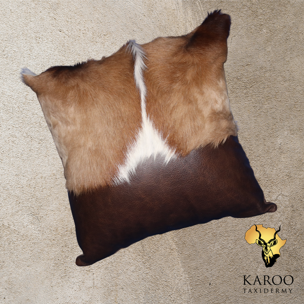 Spingbuck Back Skin and Coffee Leather Overflow Scatter Cushion 40cm x 40cm