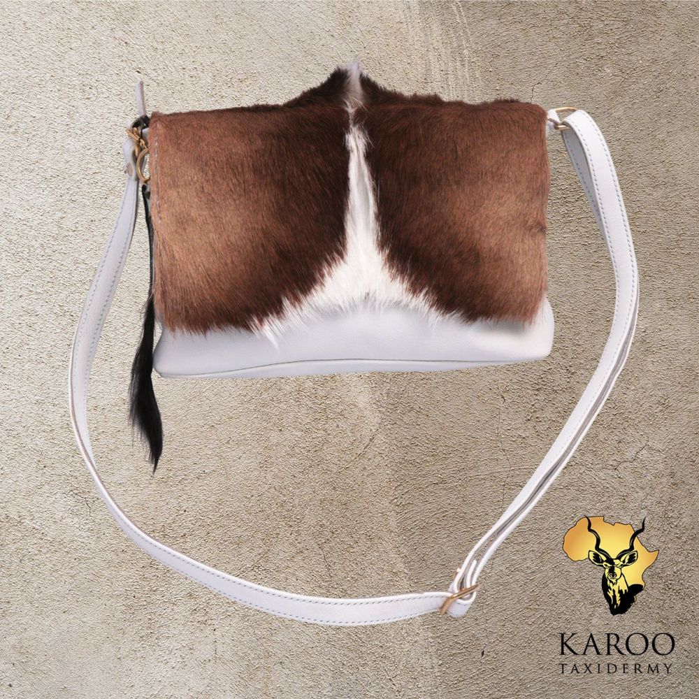 The Caring Bag in White leather and Springbuck Hide