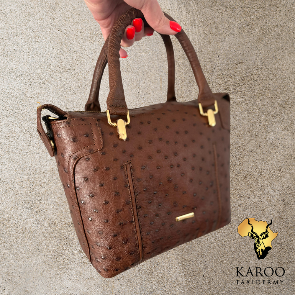 The Gem Handbag in Kango Tabac Ostrich Leather