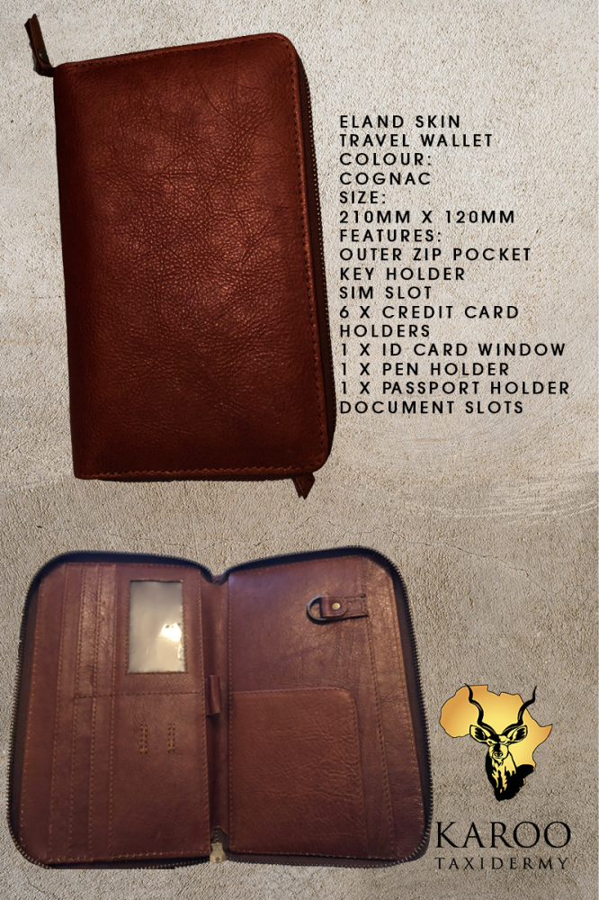 Eland leather Travel Wallet in Colour Cognac
