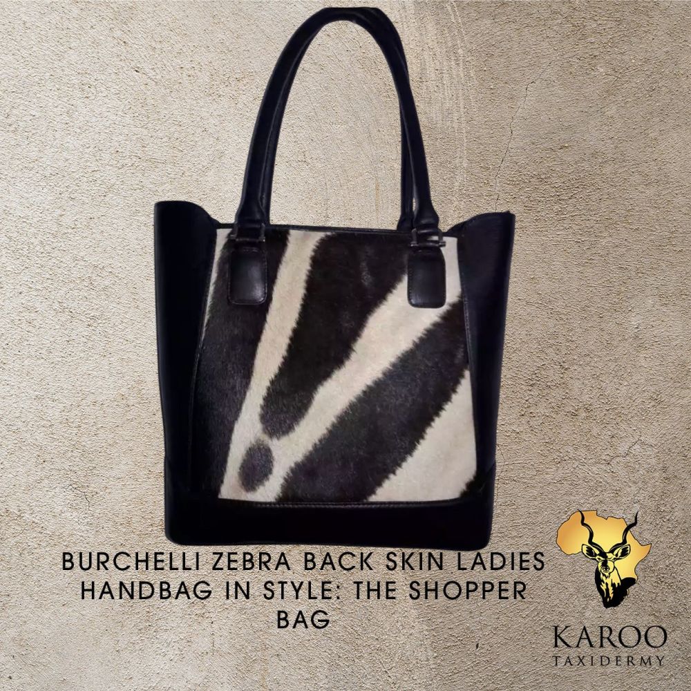 Burchell&rsquo;s Zebra Back-Skin and Black Leather Shopper Bag
