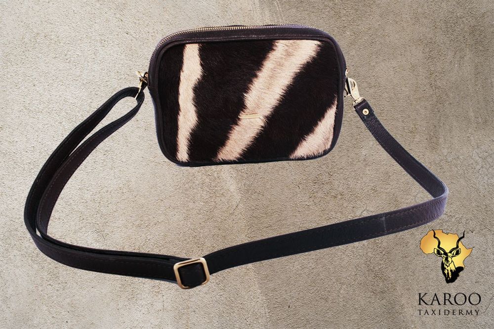 Burchell&rsquo;s Zebra Hair-on-Hide and Black Leather Crossbody Bag