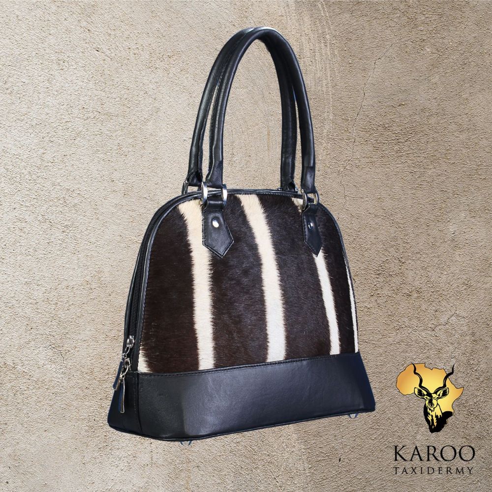 Burchell&rsquo;s Zebra Hair-on-Hide and Black Leather Louis Handbag.