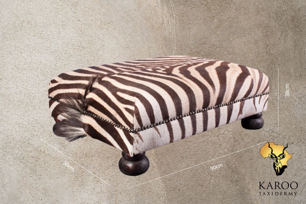Burchell&rsquo;s Zebra Hide Long Ottoman &ndash; 90 x 50 x 38 cm.